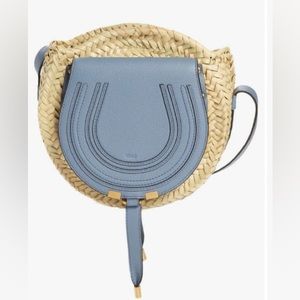 🆕 Chloé Marcie Woven Palm Round Crossbody Bag   SHADY COBALT